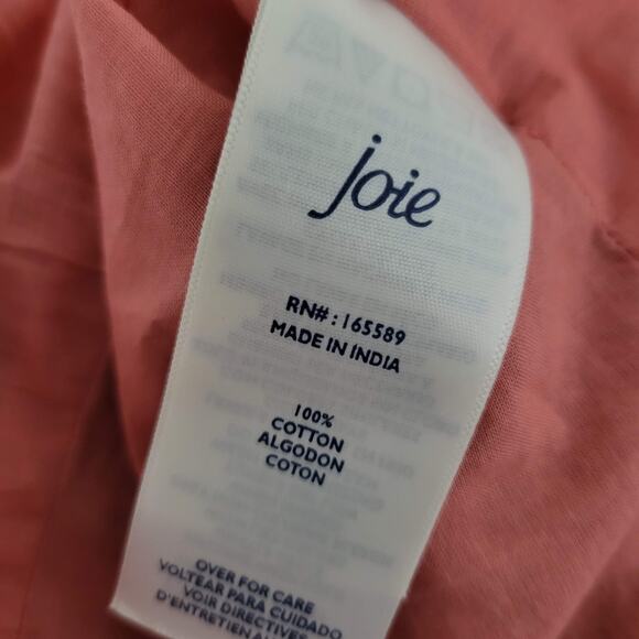 Joie Bondi Midi Dress Pink Tiered Cotton Sundress Loose Fit Straps Size Large - Picture 7 of 16